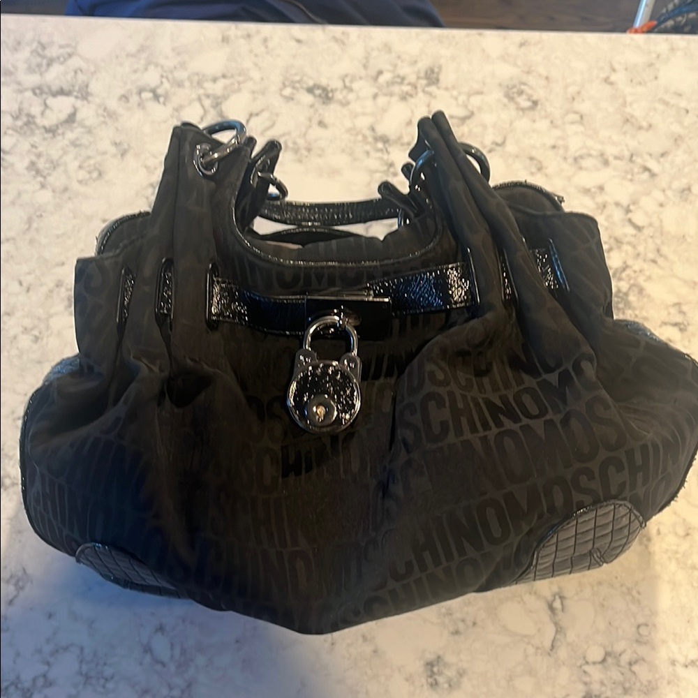 Moschino Black Shoulder Bag with Ruched Design
